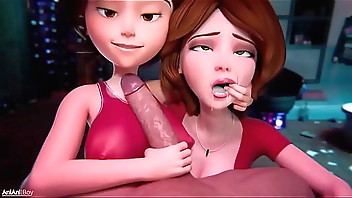 Double MILF blowjob / 3d porn